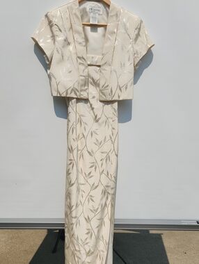 JR Nites Cream Floral Maxi Dress with Bolero